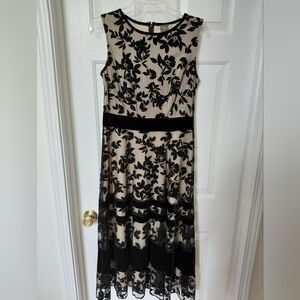 Taylor Black and Cream Floral Dress